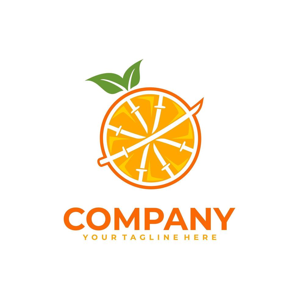 apelsin och samurai logotyp vektor