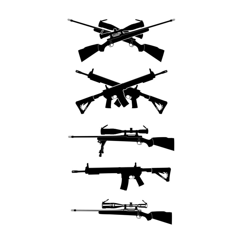 skjutvapen siluett skjutvapen svart och vitt vektor