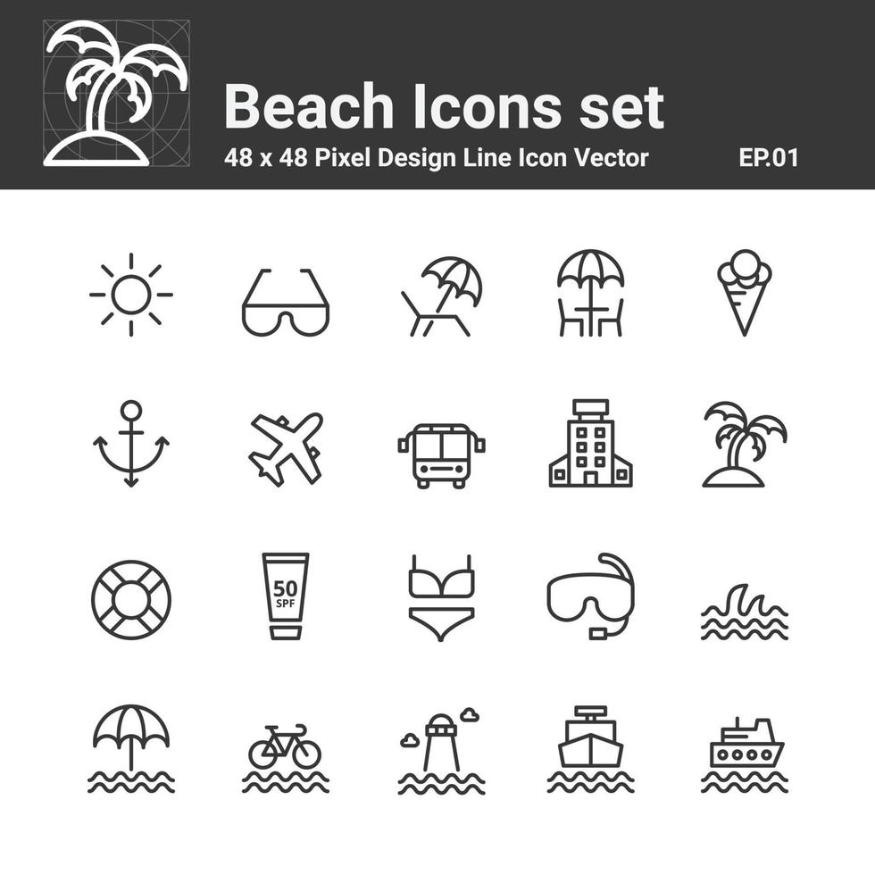 strand ikoner som vektor illustration