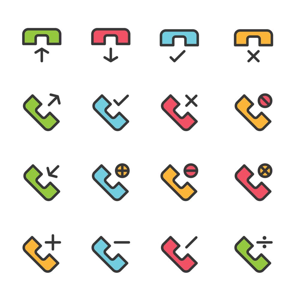 Kommunikationssymbole Telefonleitung Farbe Vektor Illustration