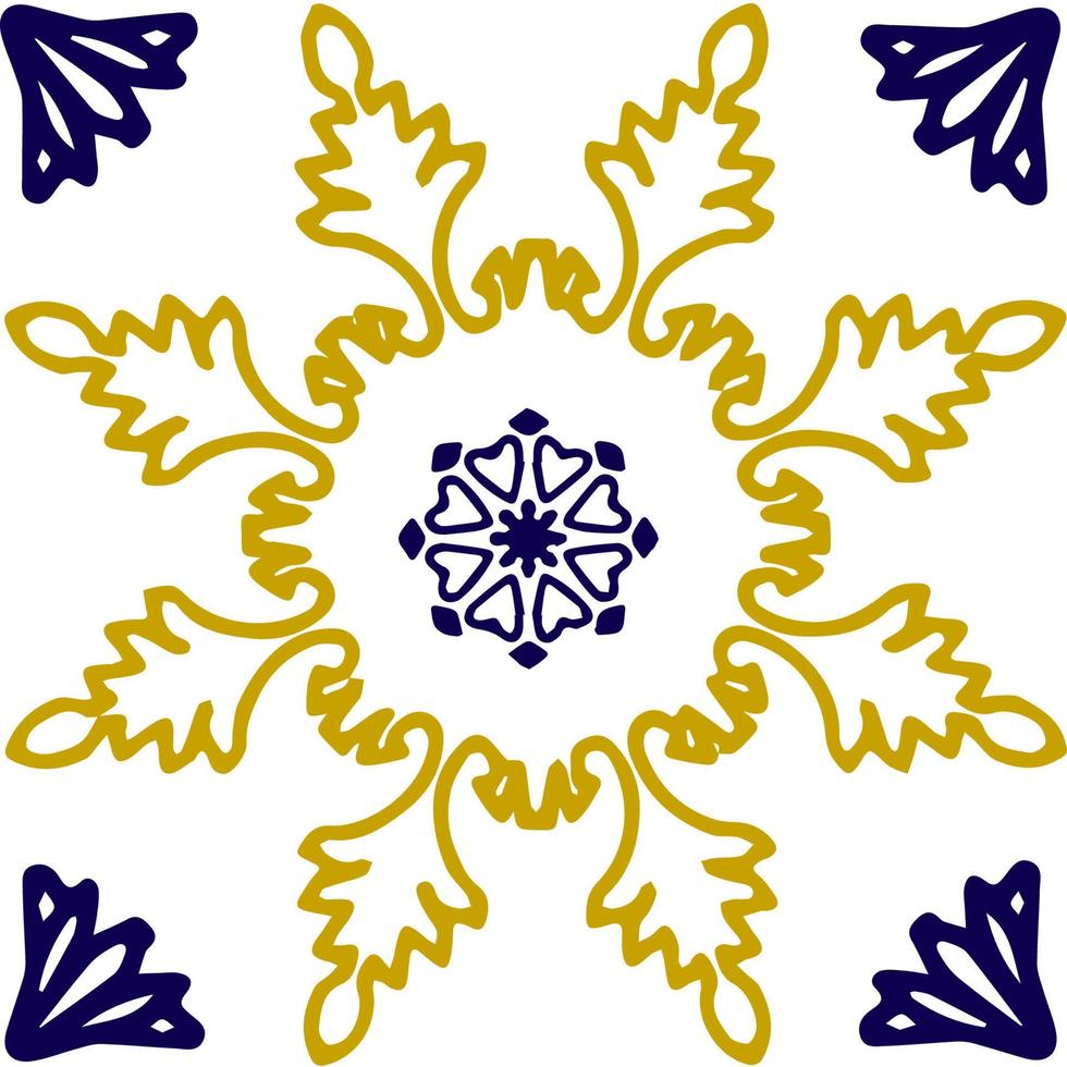 blå och gul azulejos-bricka vektor
