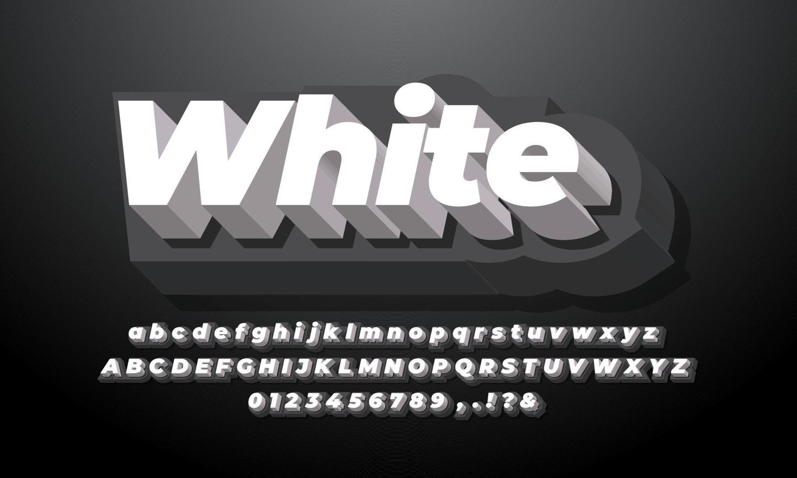 schwarz-weiß 3d modernes sauberes alphabet oder buchstabentexteffekt oder schrifteffektdesign vektor