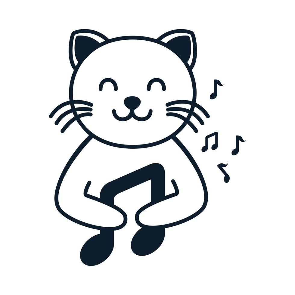 Katze mit Noten Musik Lieder Linien Logo Vektor Icon Design