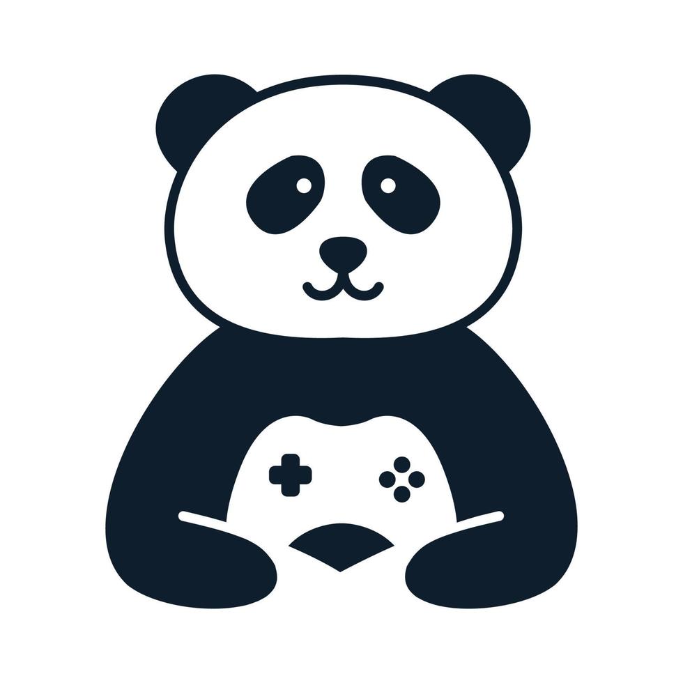 Tier Panda glücklich süß mit Stick Games Logo Vektor Icon Design