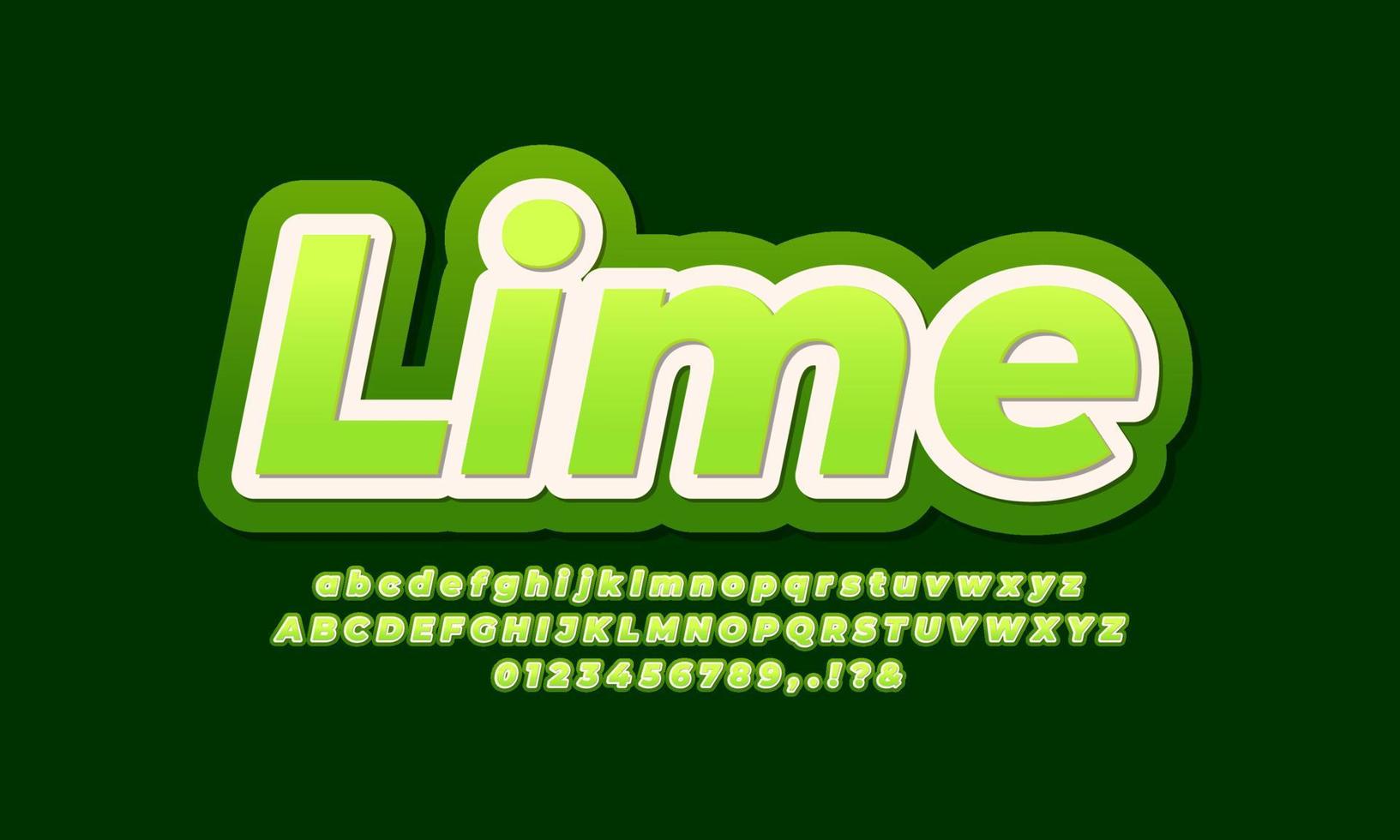 Limettenfrucht-Texteffekt-Design vektor