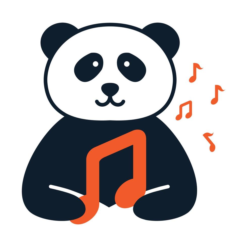 djur panda glad söt med anteckningar musik logotyp vektor ikon design