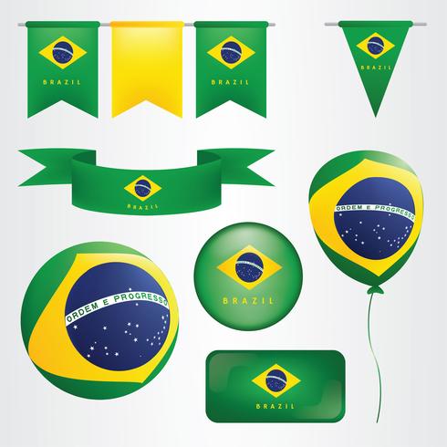 Brasilien Flagge Clipart Pack vektor