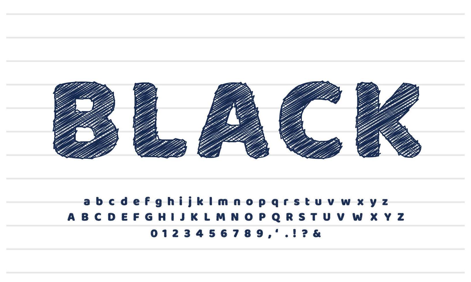 svart modern pennskiss texteffekt eller teckensnittseffektstildesign vektor