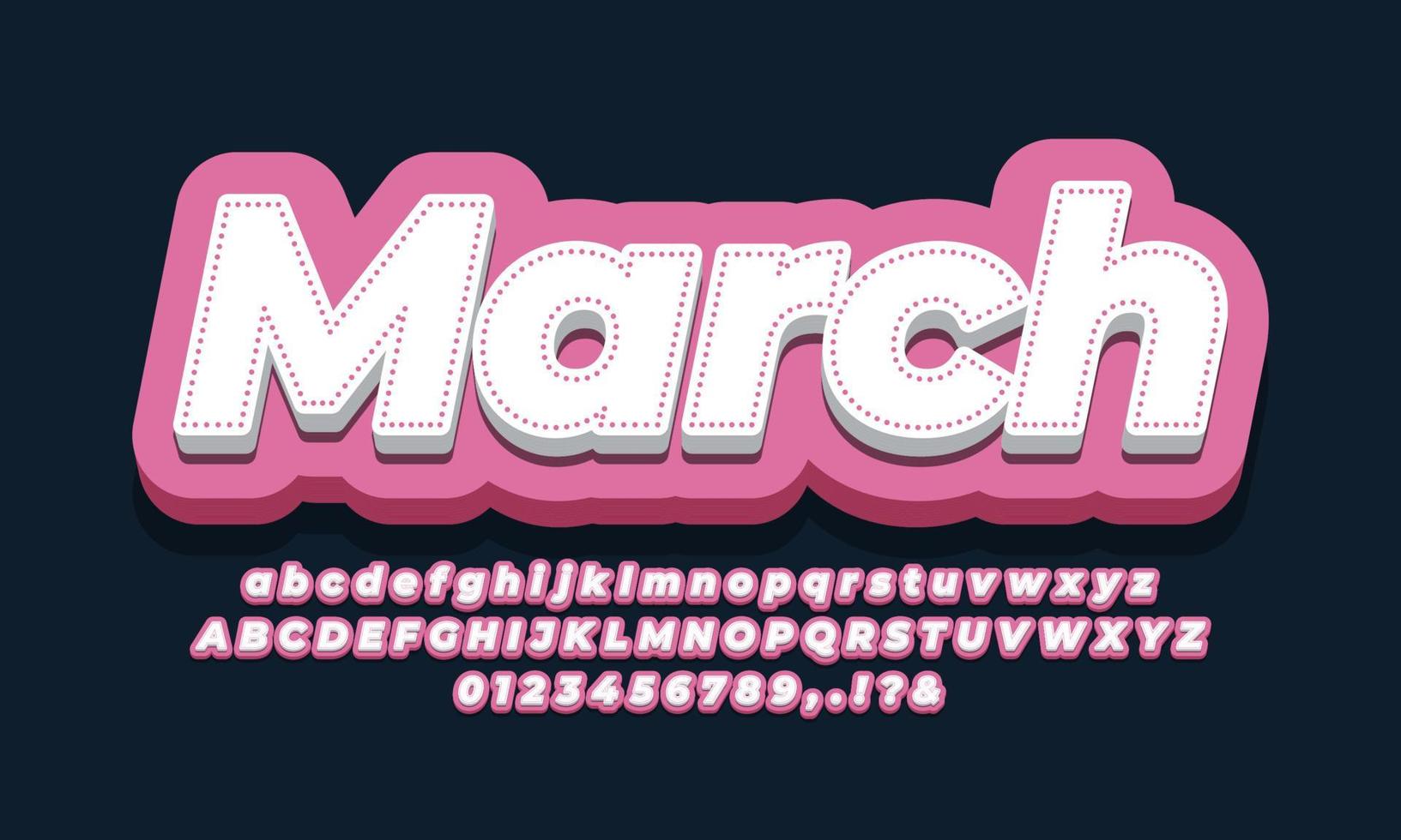 mars månad teckensnitt 3d rosa design vektor