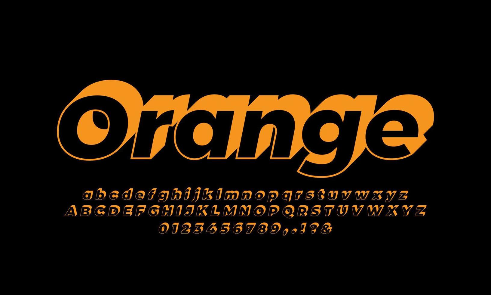 orange 3d flaches alphabet oder buchstabentexteffekt oder schrifteffektdesign vektor