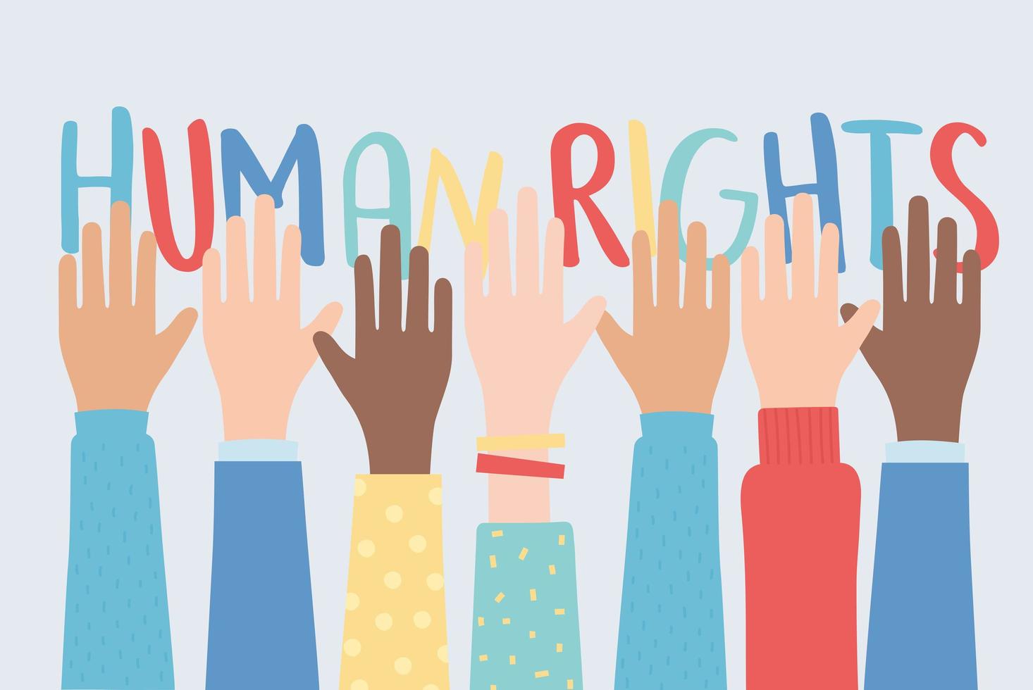 Menschenrechte, erhobene Hände zusammen Gemeinschaft vektor