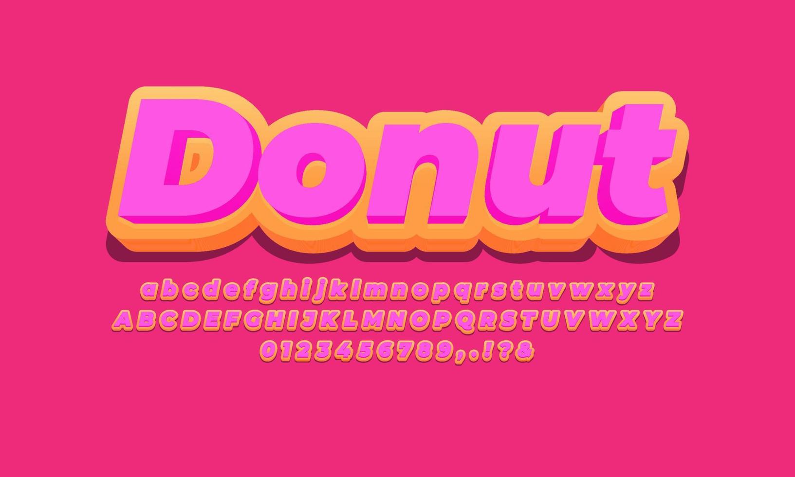 köstliches donuts texteffektdesign vektor