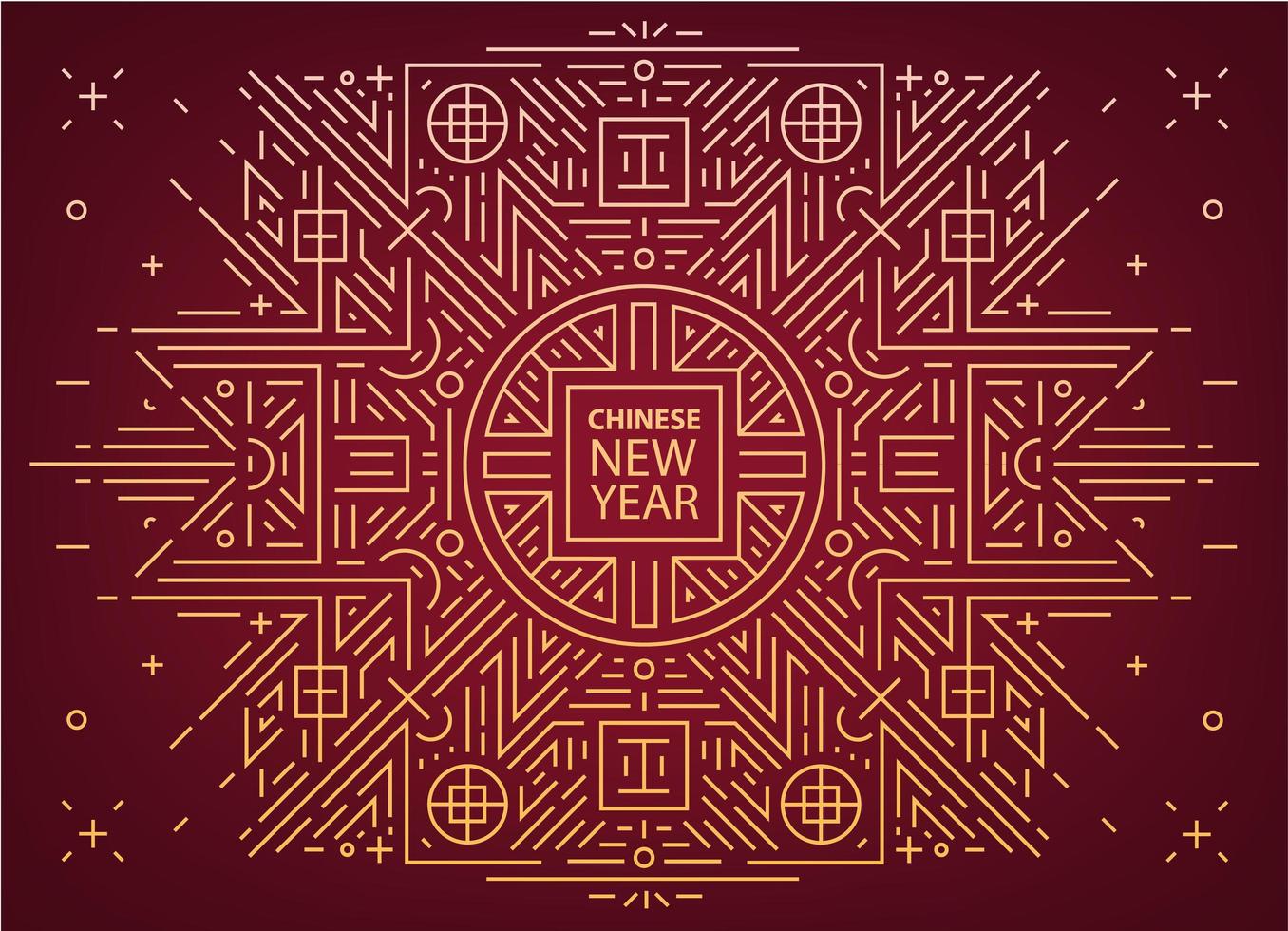 kinesiska nyåret, geometrisk abstrakt bakgrund, formgivningsmall. linjär illustration, prydnad vektor