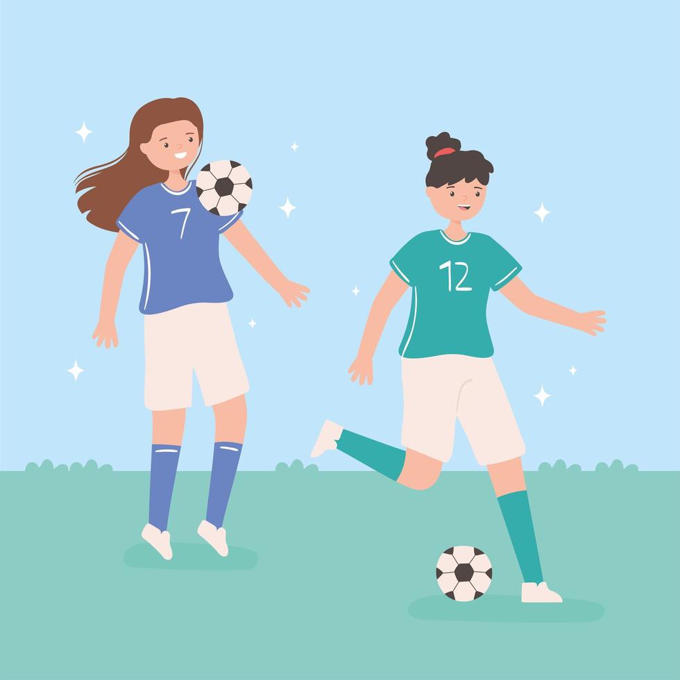 Fußballfrauen und Ball vektor