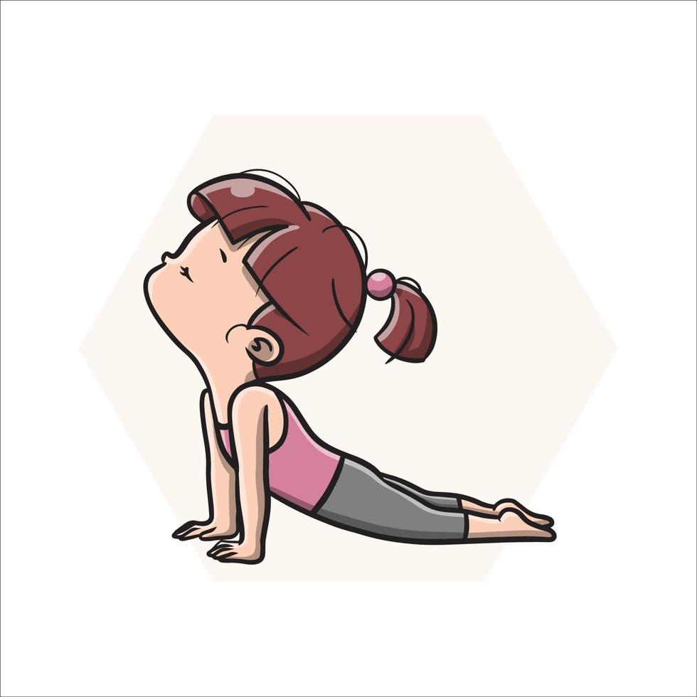 niedlicher Yoga-Mädchen-Cartoon vektor