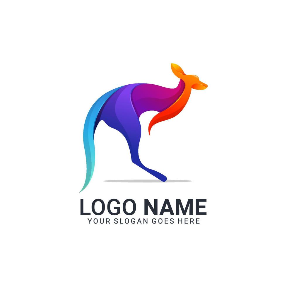 färgglad modern känguru-logotypdesign. redigerbar modern logotypdesign. vektor