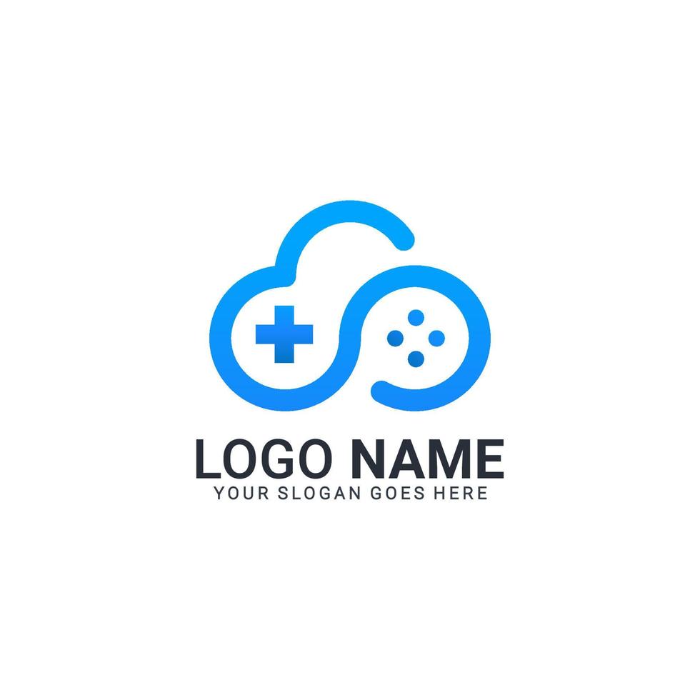 Cloud-Gaming-Logo-Design. Bearbeitbares modernes Logo-Design vektor