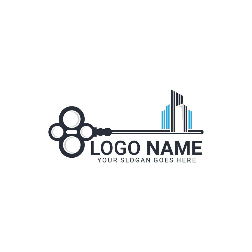 Logo-Design für Gebäudeschlüssel. Bearbeitbares modernes Logo-Design vektor