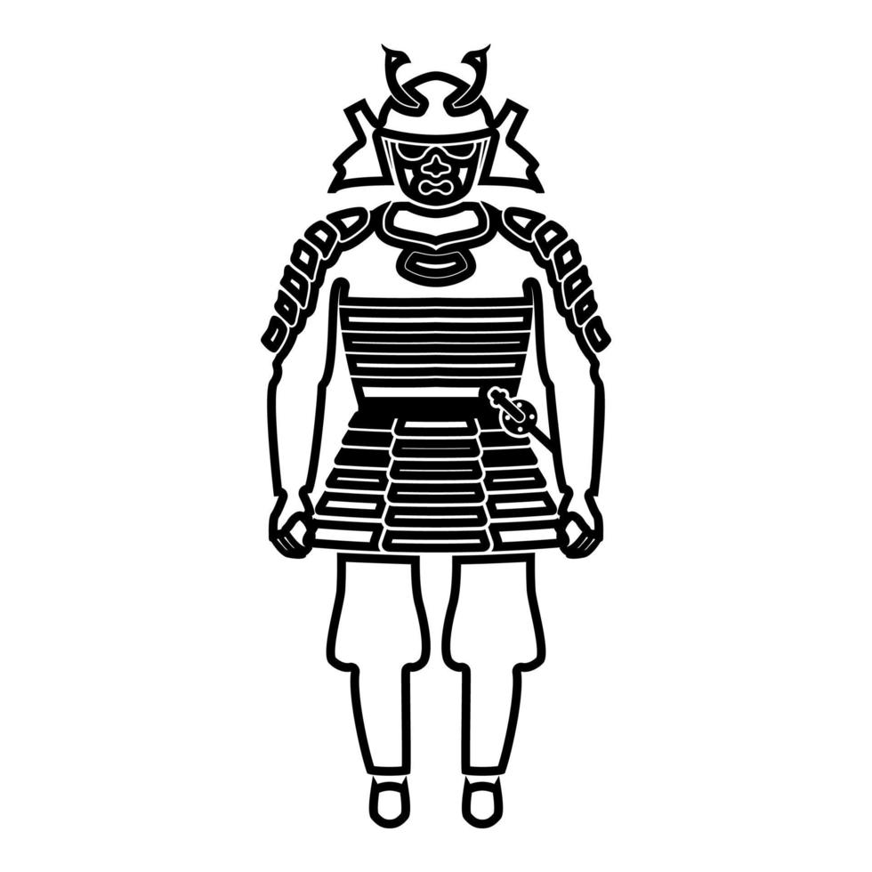 samurai japan warrior röd svart färg vektor illustrationoutline konturbild platt stil