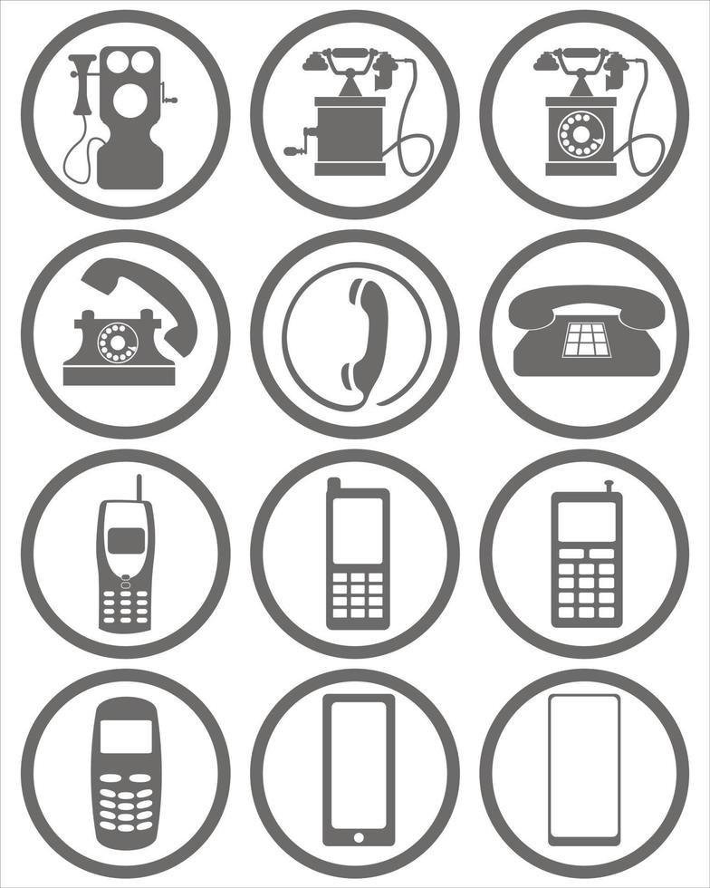 Symbole für die Entwicklung des Telefons vektor