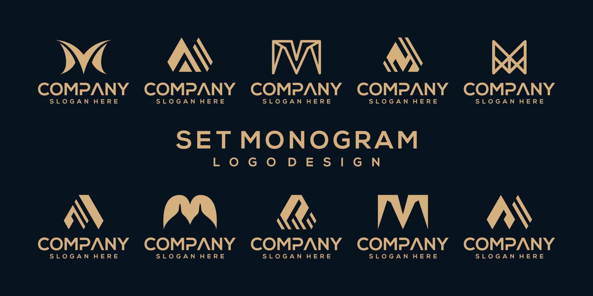 ställa in samling monogram brev logotyp mall vektor