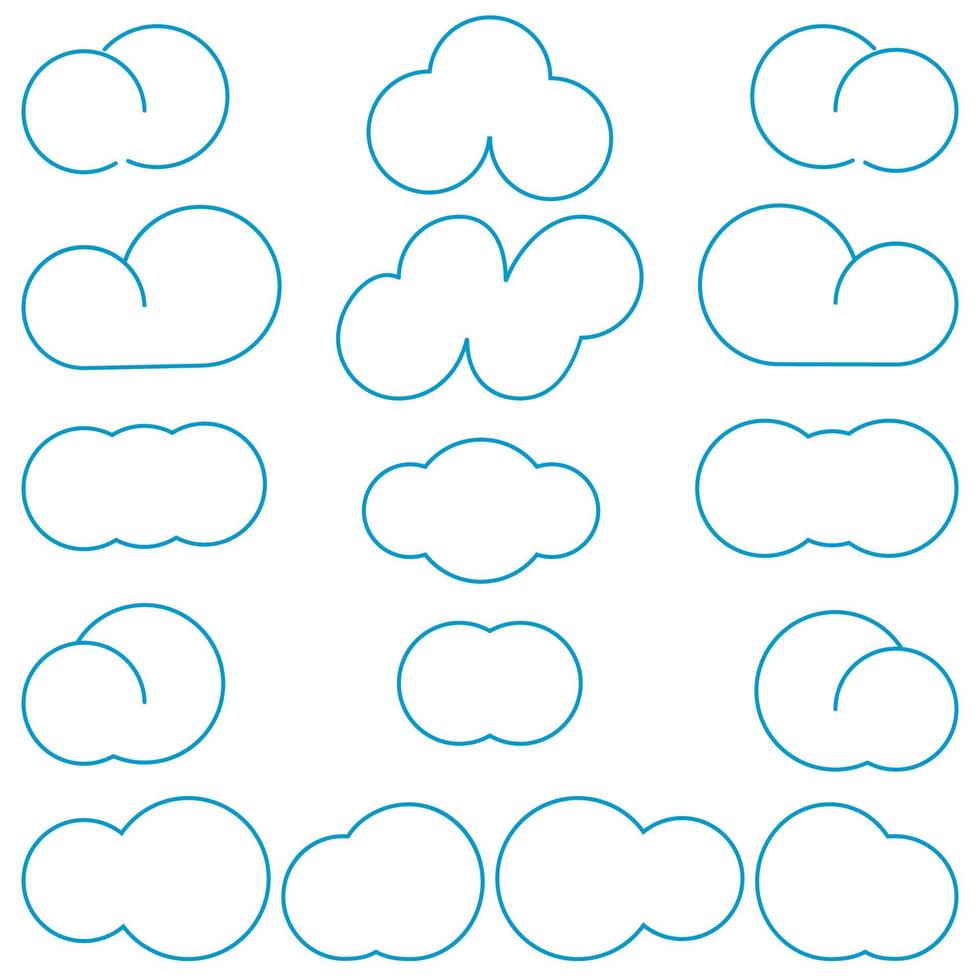 moln olika former enkel stil vektor