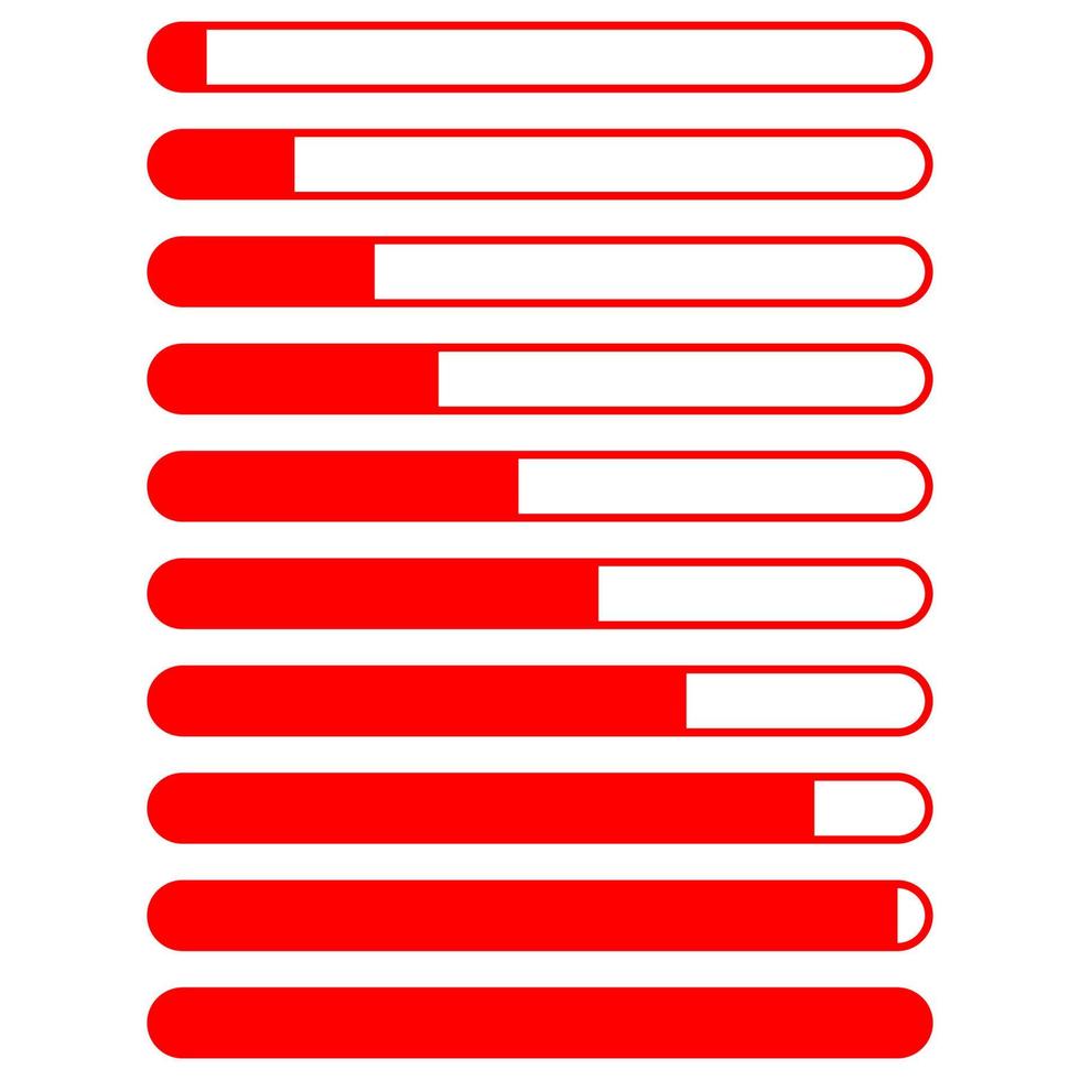 symbol lädt rote farbe unterschiedlicher prozentsatz. vektor