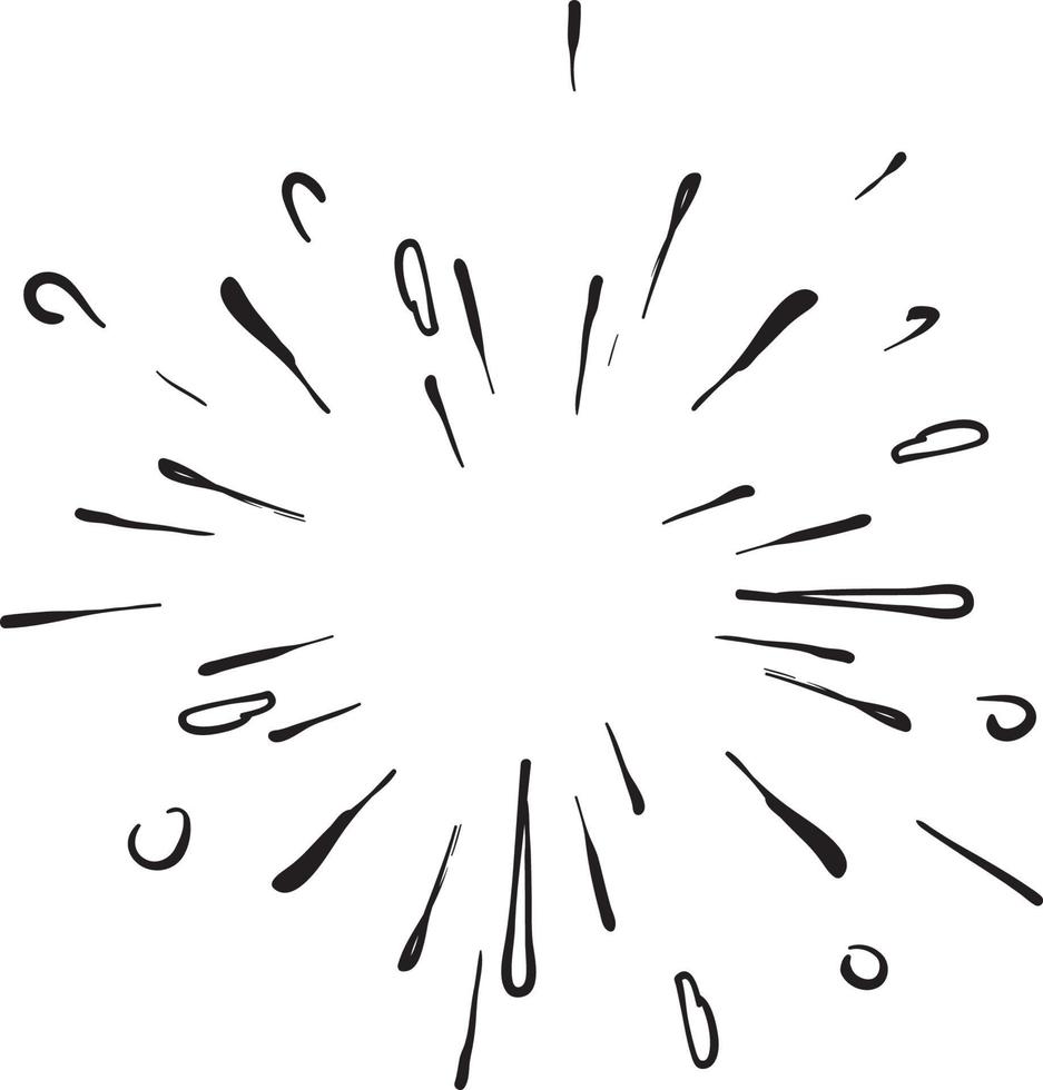 Starburst-Doodle, handgezeichnetes Gestaltungselement. sonnenexplosionsskizzenillustration. lokalisierter hintergrund vektor