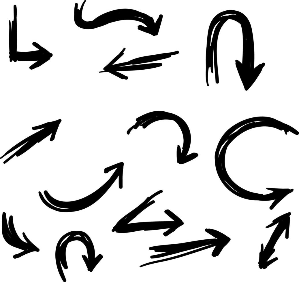 sammlung von handgezeichneten gekritzelpfeilsätzen, vektorillustration isolierter hintergrund vektor