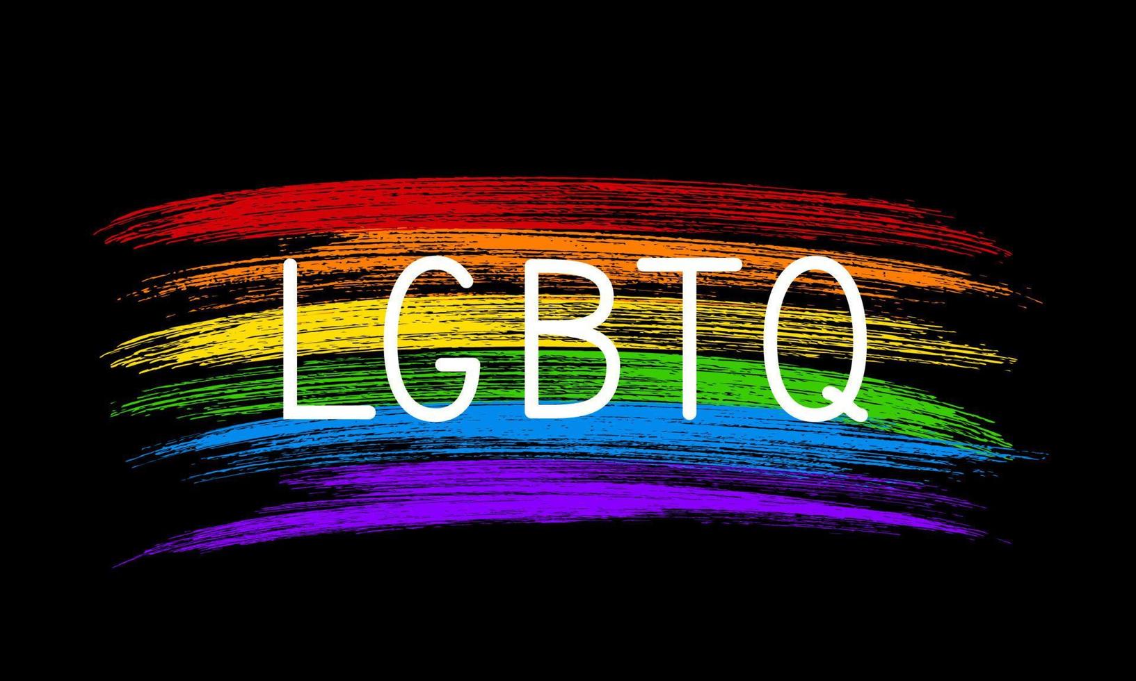 lgbtq pride bokstäver på grunge penseldrag textur regnbågsflagga. hbt-gemenskapens banner eller affisch. symbol för gay pride. internationella dagen mot homofobi vektorillustration. vektor