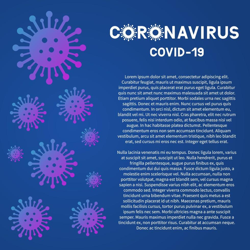 coronavirus covid-19 pandemi bakgrund med kopia utrymme. patogen andningsvägar från Wuhan Kina. nytt coronavirus 2019-ncov. neon färger vektor banner.