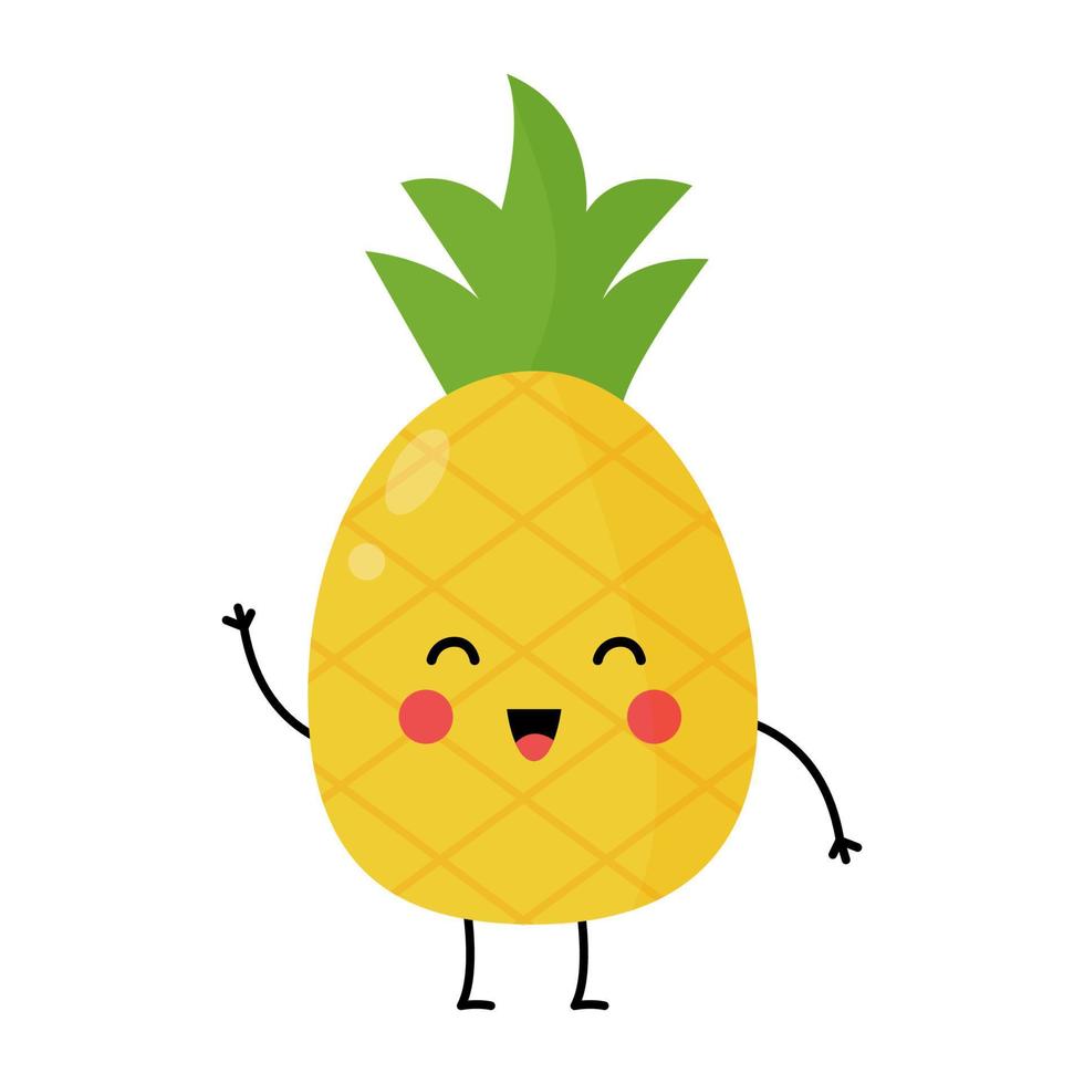 vektor illustration av söt ananas isolerad på vit bakgrund.