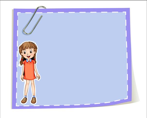 Eine leere Papierschablone mit einem jungen lächelnden Mädchen vektor