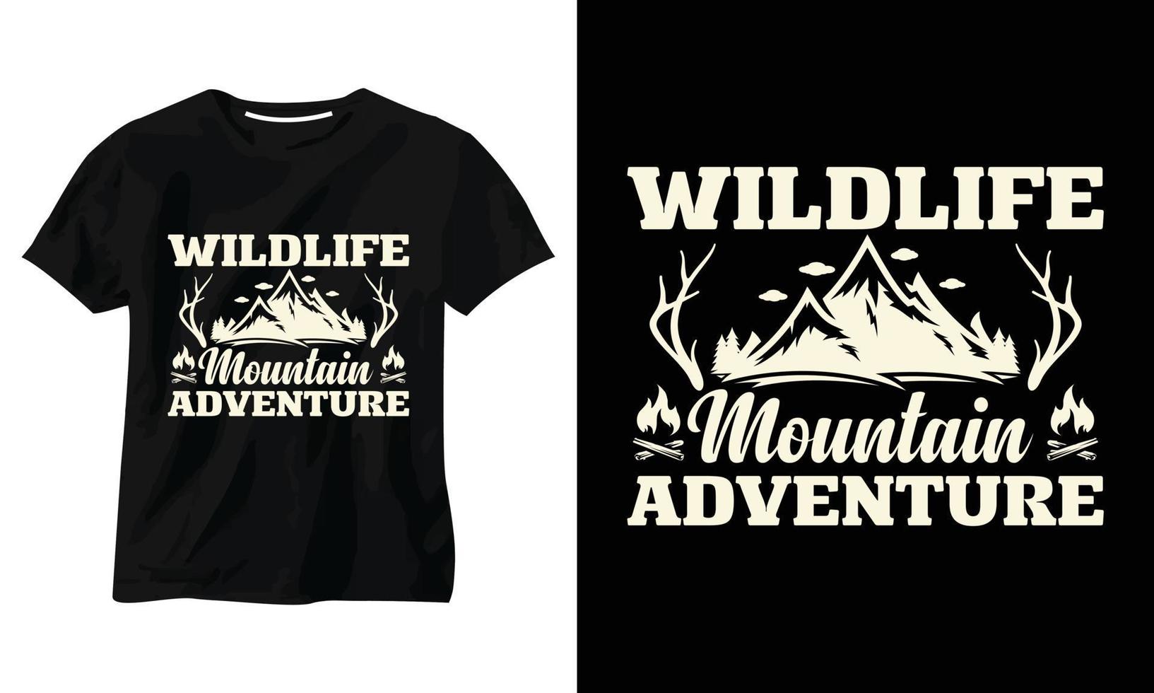 Wildlife Mountain Adventure T-Shirt-Design vektor