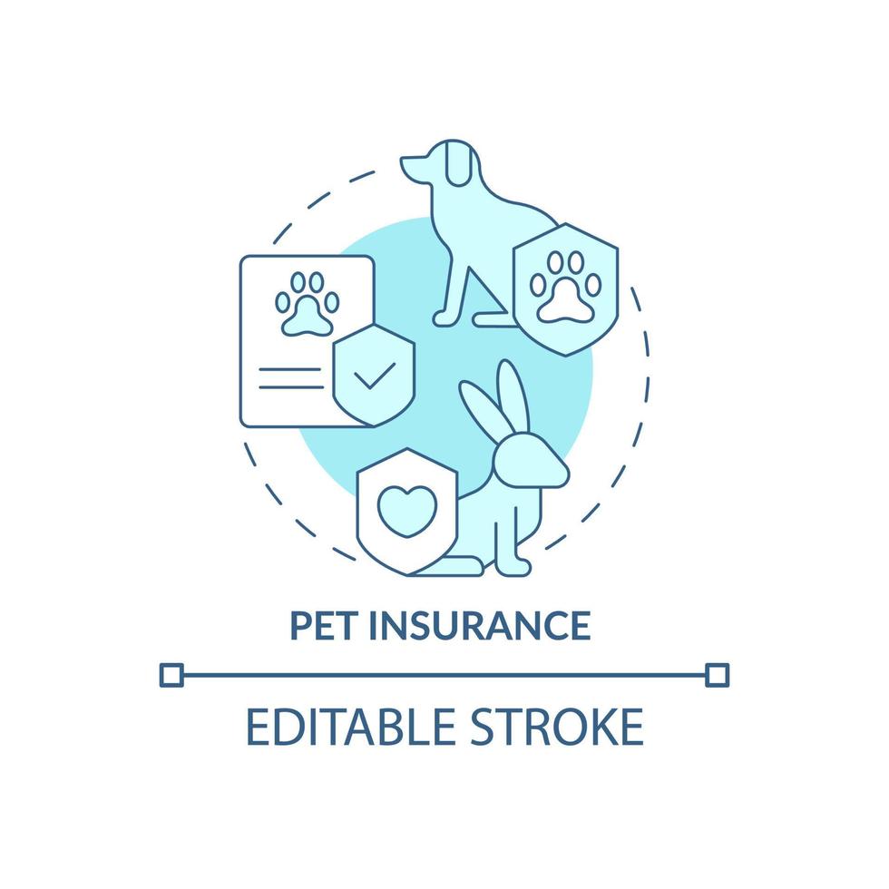 husdjur veterinär hjälp koncept ikon. hem djur nödsituation täckning plan abstrakt idé tunn linje illustration. isolerade konturritning. redigerbar linje. roboto-medium, otaliga pro-bold typsnitt som används vektor