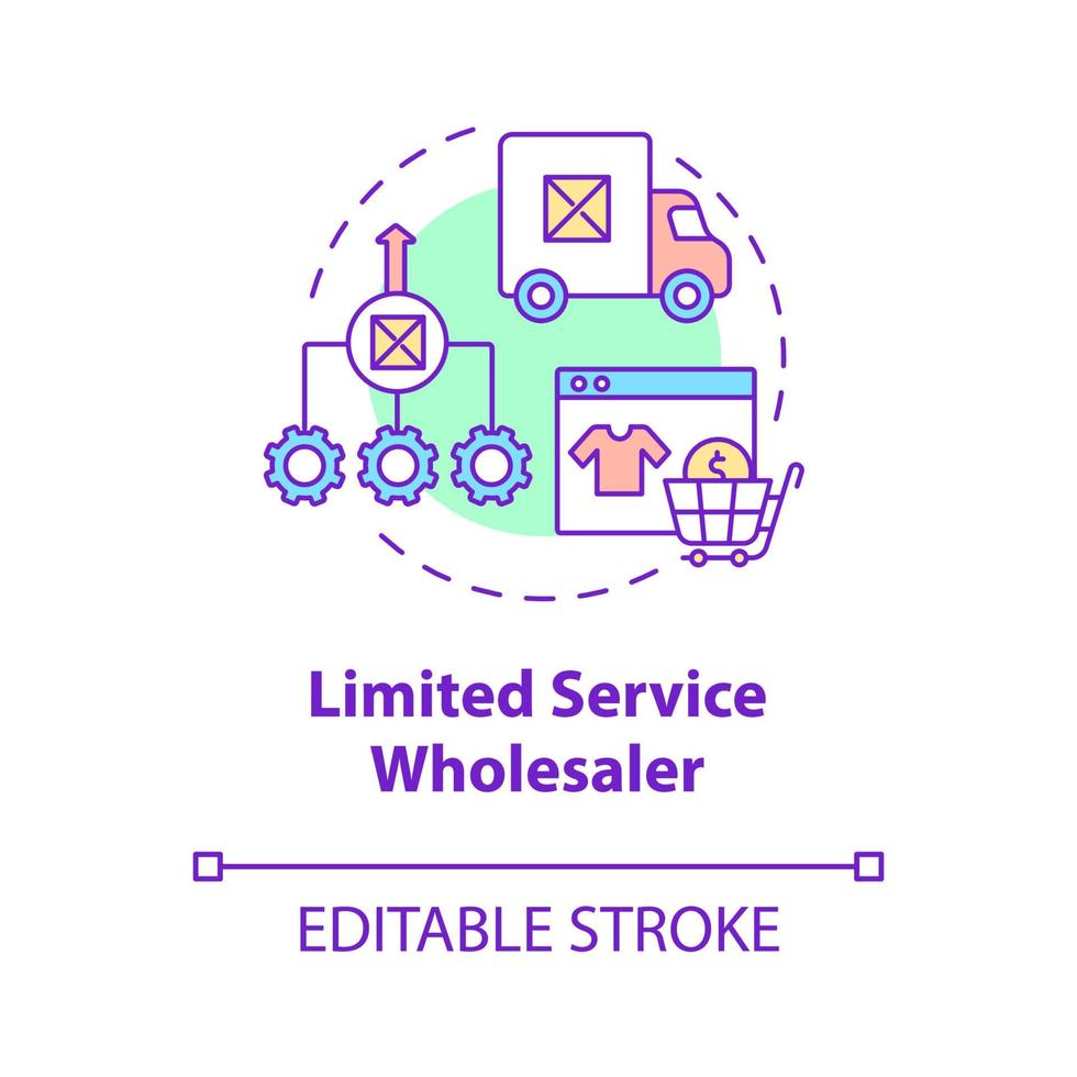 begränsad tjänst grossist konceptikon. kundtjänstorganisation. distribution och logistikföretag abstrakt idé tunn linje illustration. vektor isolerade kontur färgritning. redigerbar linje