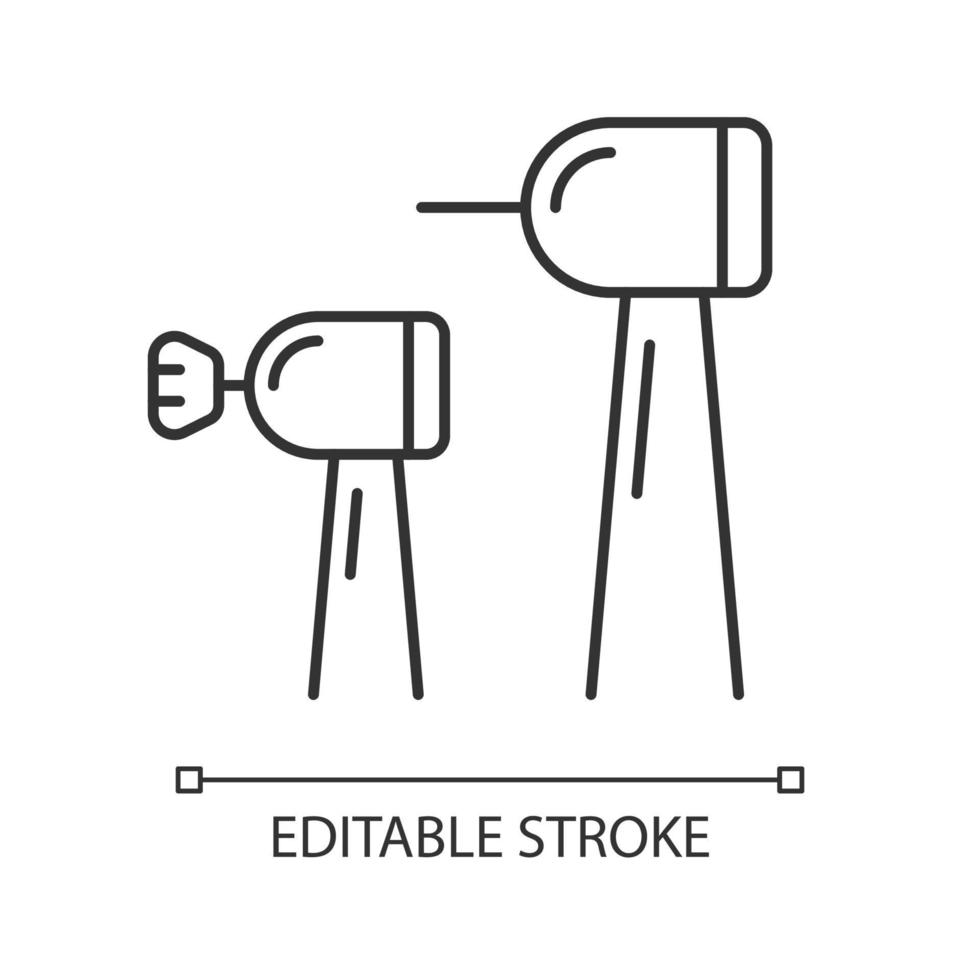 kosmetisk tandvård linjär ikon. tandborr. polerborste. rengöring av förstörd emalj. tunn linje anpassningsbar illustration. kontur symbol. vektor isolerade konturritning. redigerbar linje