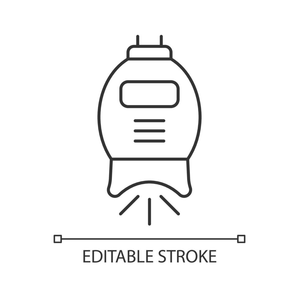 Lineares Symbol für die Zahnaufhellungsmaschine. Zahngesundheit. tiefe Zahnreinigung. professionelle Behandlung. dünne linie anpassbare illustration. Kontursymbol. Vektor isoliert Umrisszeichnung. editierbarer Strich