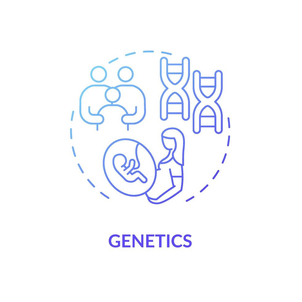 Genetik-Konzept-Symbol. adhd verursacht abstrakte idee dünne linienillustration. erblicher Bestandteil. Familiäre Störung. Gene, Mutationen. genetisch vorbelasteter Elternteil. Vektor isolierte Umrissfarbe Zeichnung