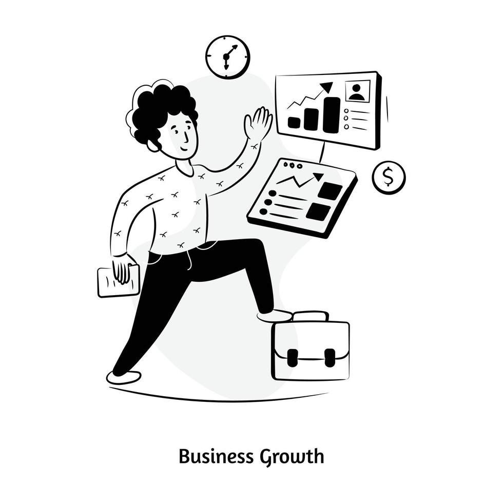 handgezeichnete illustration des geschäftswachstums mit hochwertigen grafiken vektor