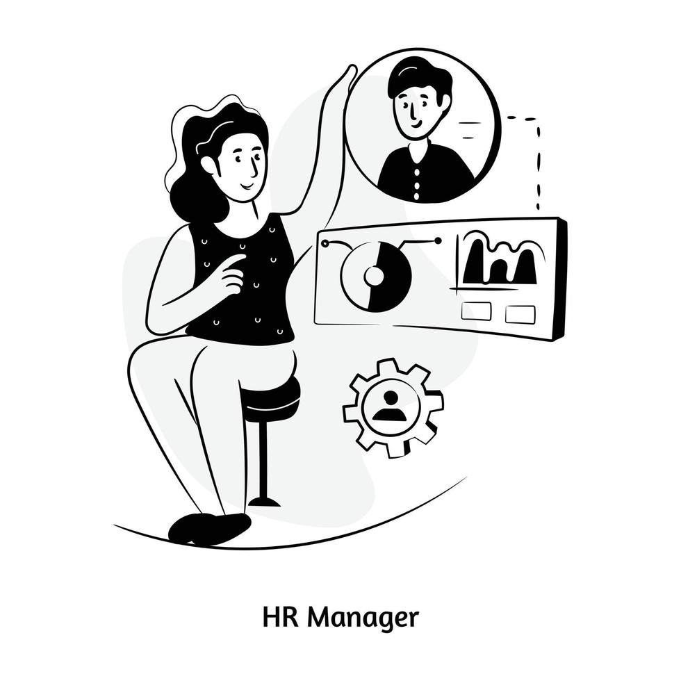 hand gezeichnete illustration des hr-managers vektor