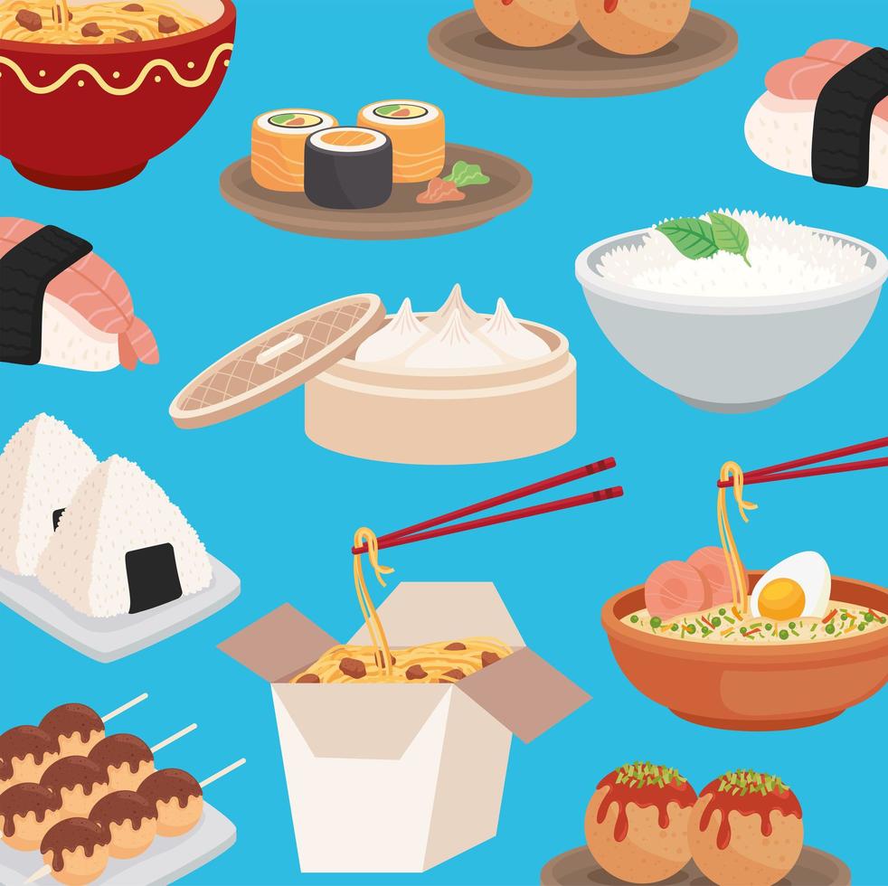 mönster av japansk mat vektor