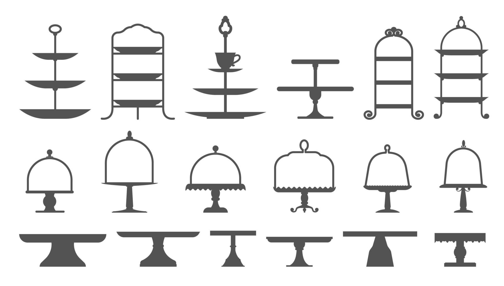 Kuchenständer im flachen Icon-Stil. leere Schalen für Obst und Desserts. Vektor-Illustration. vektor