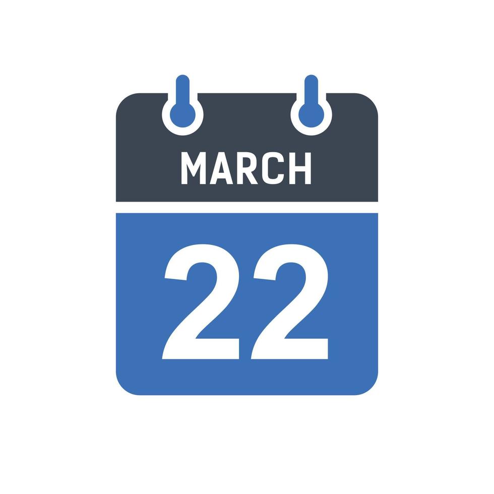 22 mars kalender datumikon vektor
