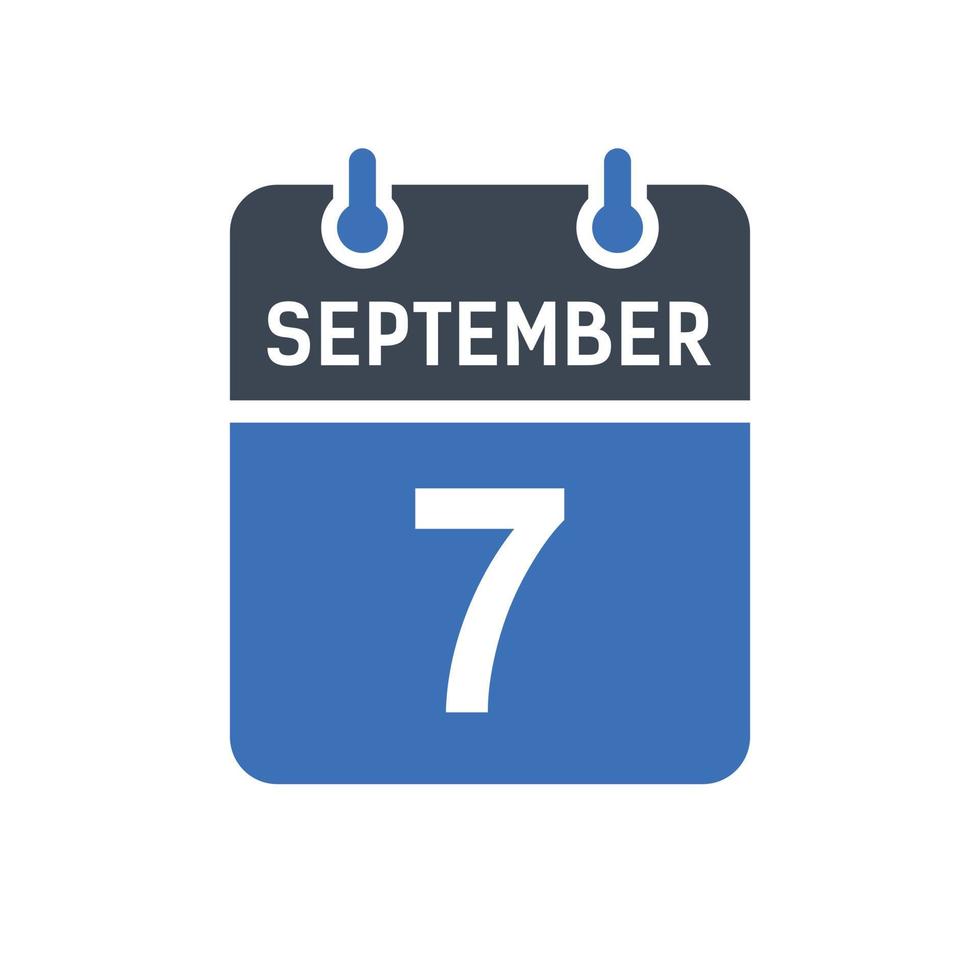 Kalenderdatumssymbol vom 7. September vektor