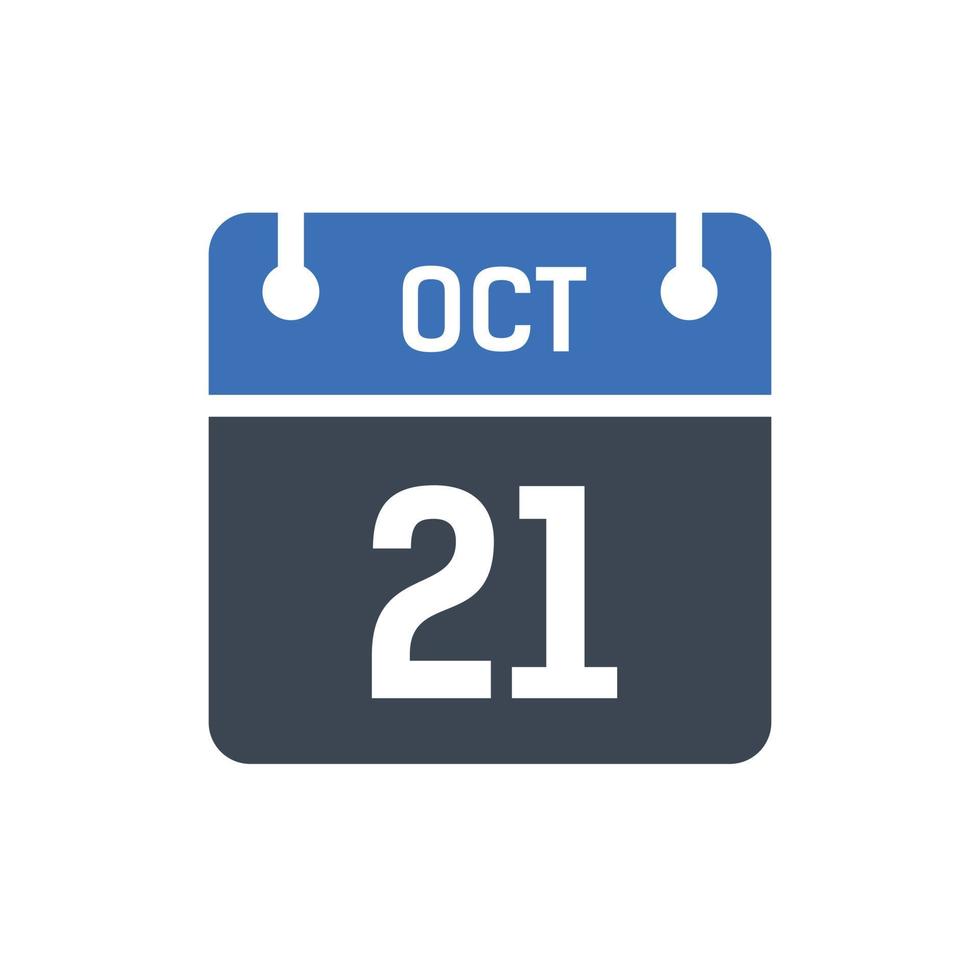 21 oktober datum i månaden kalender vektor