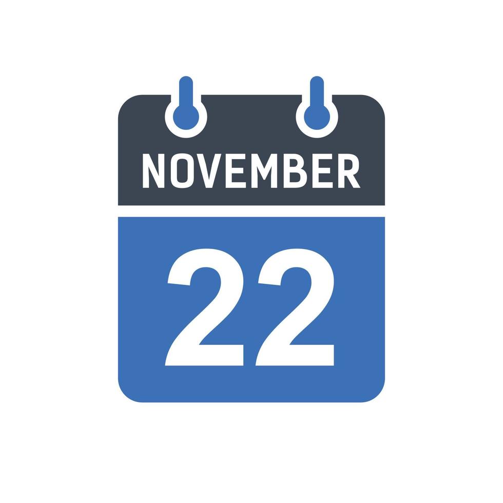 22 november kalender datumikon vektor