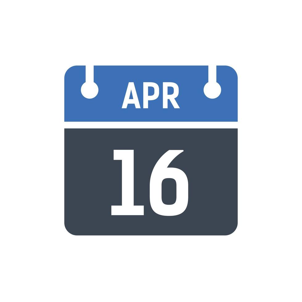 Kalenderdatumssymbol vom 16. April vektor