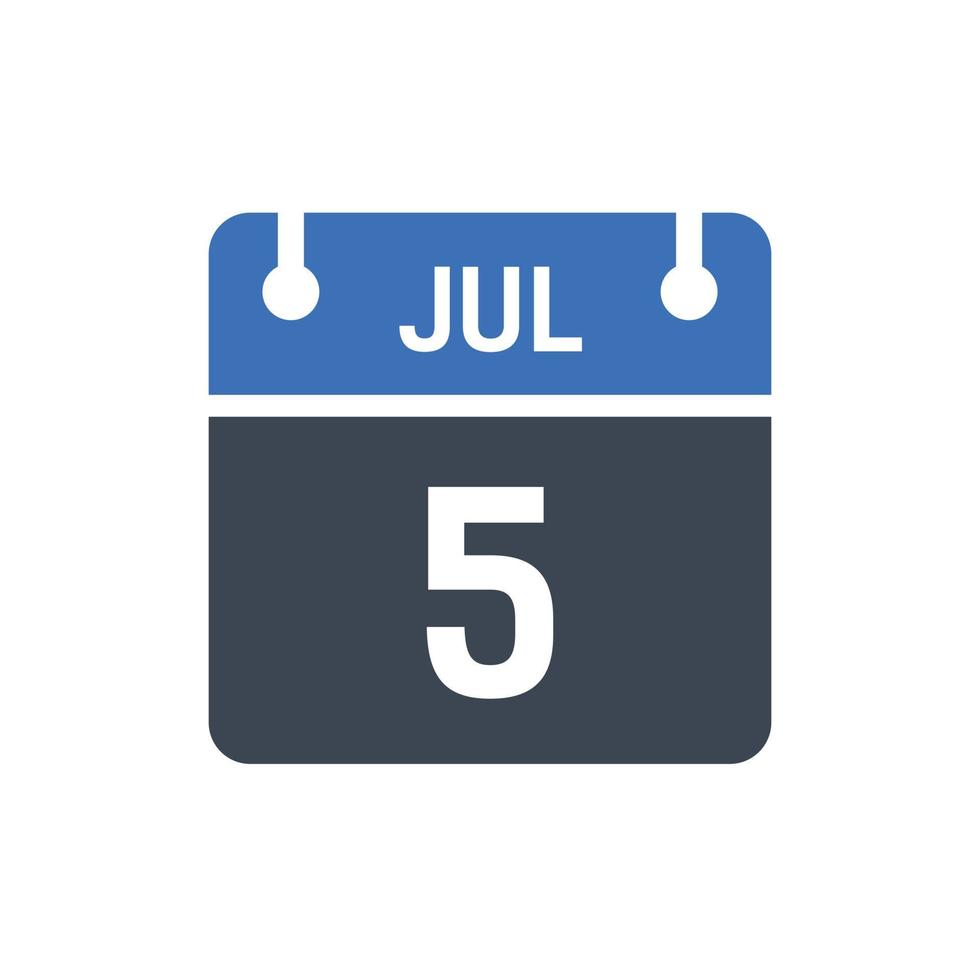5 juli datum i månaden kalender vektor
