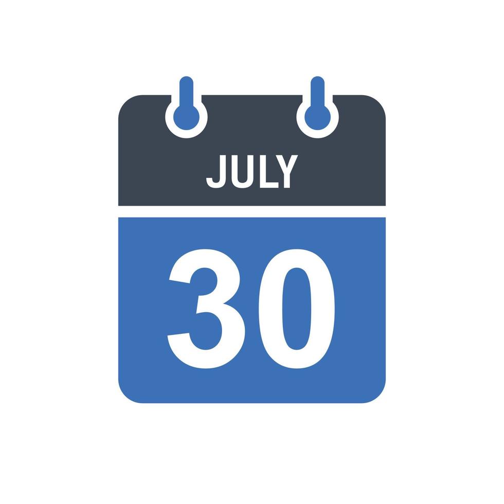 Kalenderdatumssymbol vom 30. Juli vektor